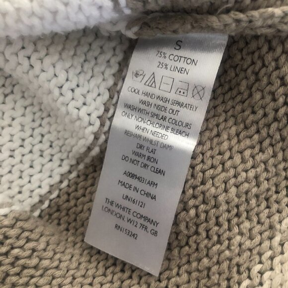 The White Company Colorblock Cotton Linen Blend Sweater size S - Picture 9 of 9